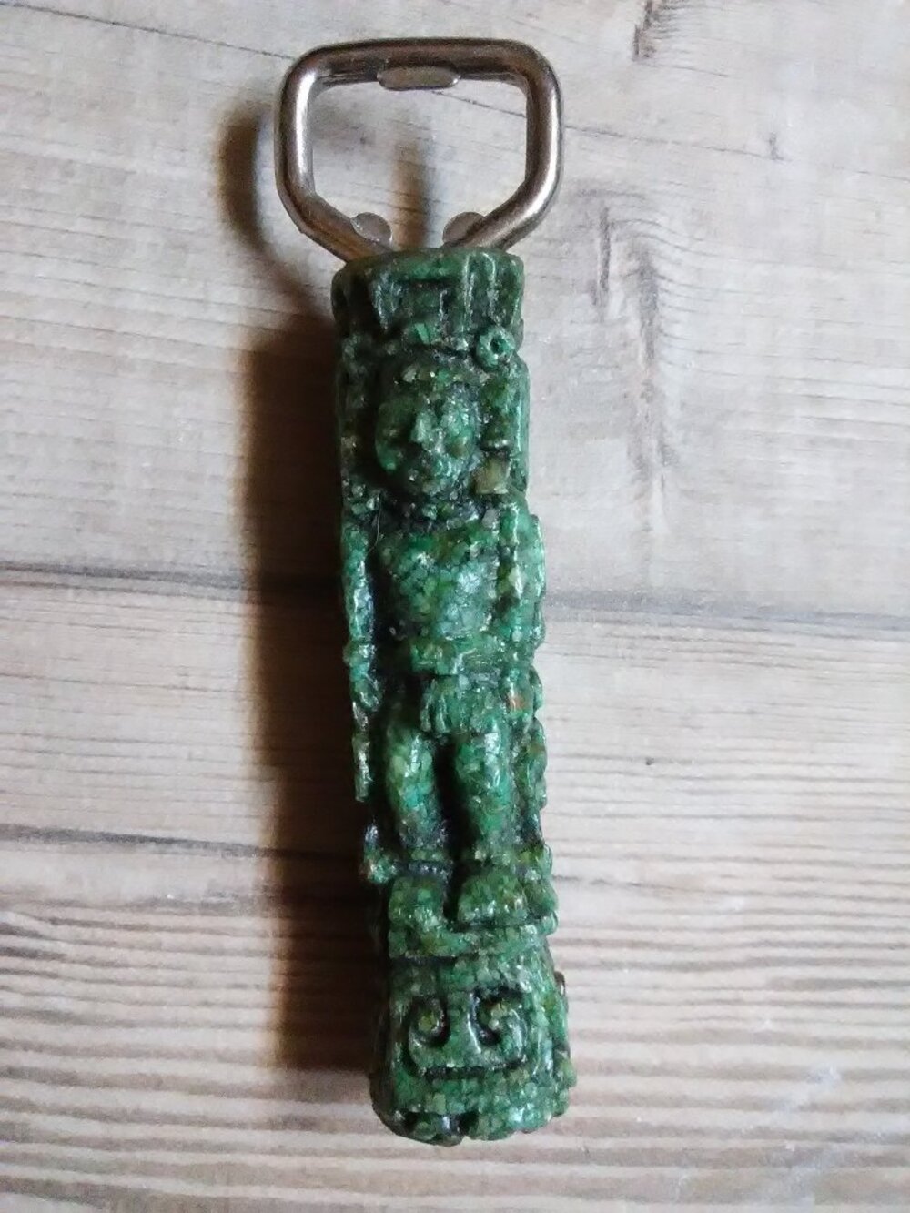 vintage green tiki / totem bottle opener